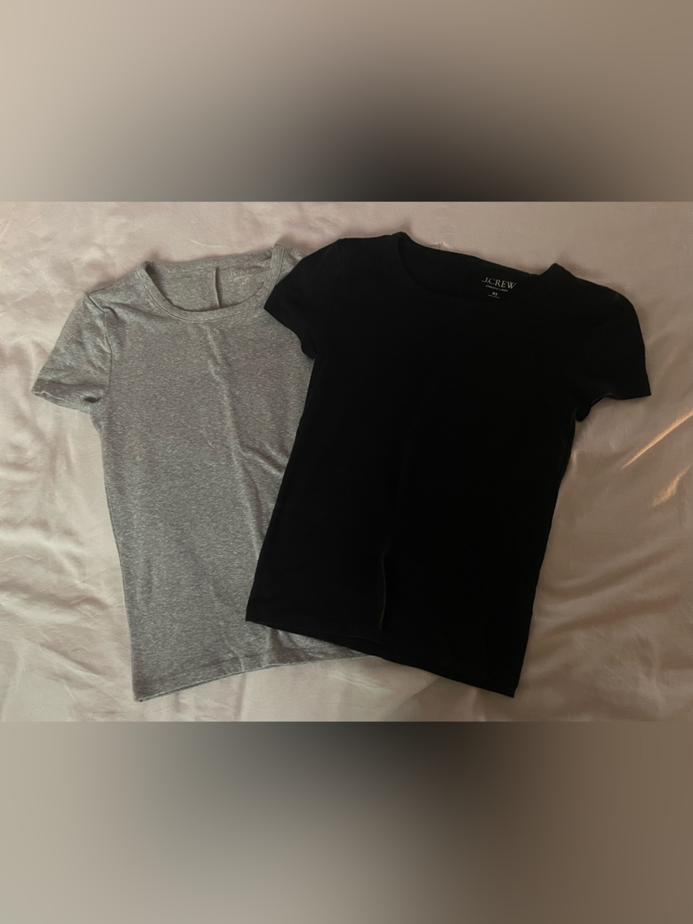 J. Crew Womens Short-Sleeve Crewneck Tee - Black / Gray